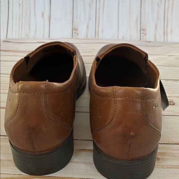 NWT CLARKS WHIDDON STEP Slip-On Loafers Ortholite Sz 11 Dark Tan Leather Men’s - Picture 5 of 12